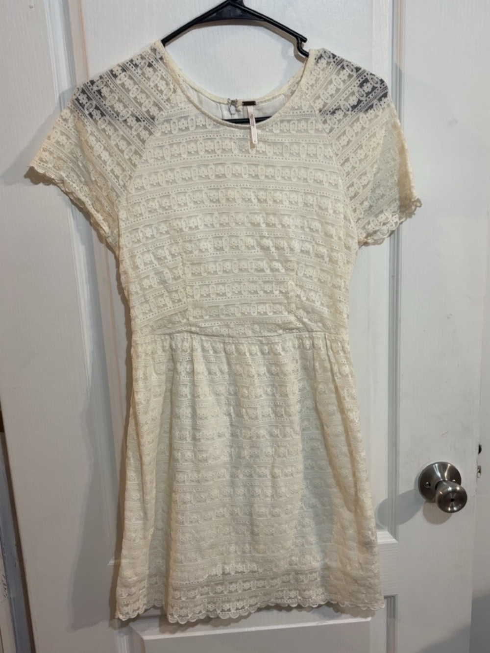 Free People Ivory Lace Short Sleeve Skater Graduation Dress
